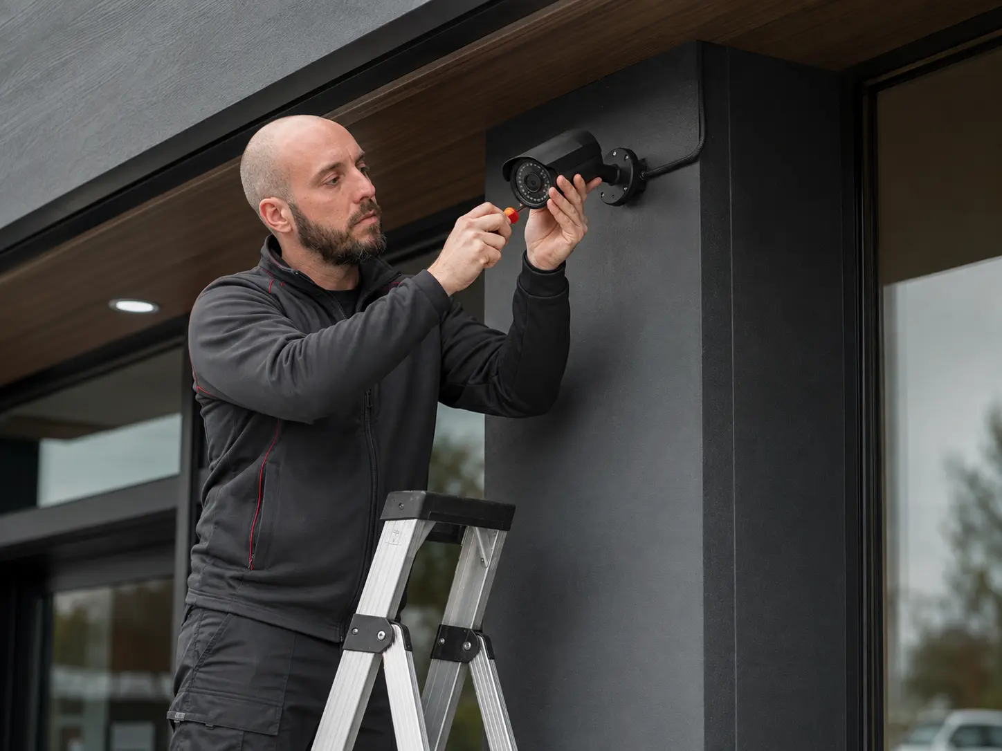 Aaron from Thorntech working on a security system